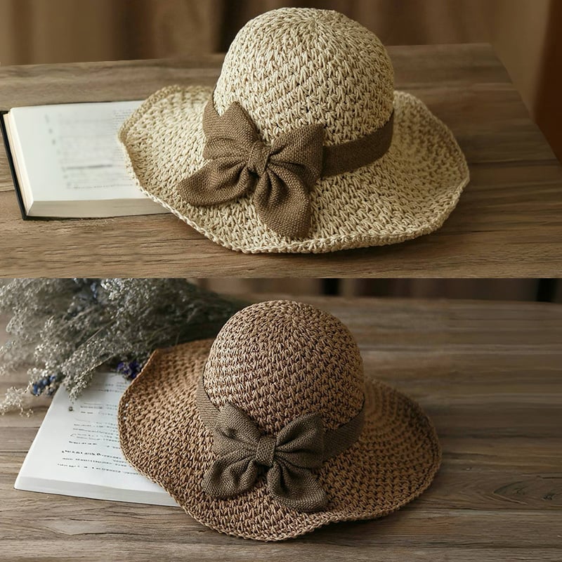 🎀🎀 50% POPUSTA 👒Retro slamnati šešir s mašnom – sklopivi i prozračan za ljeto