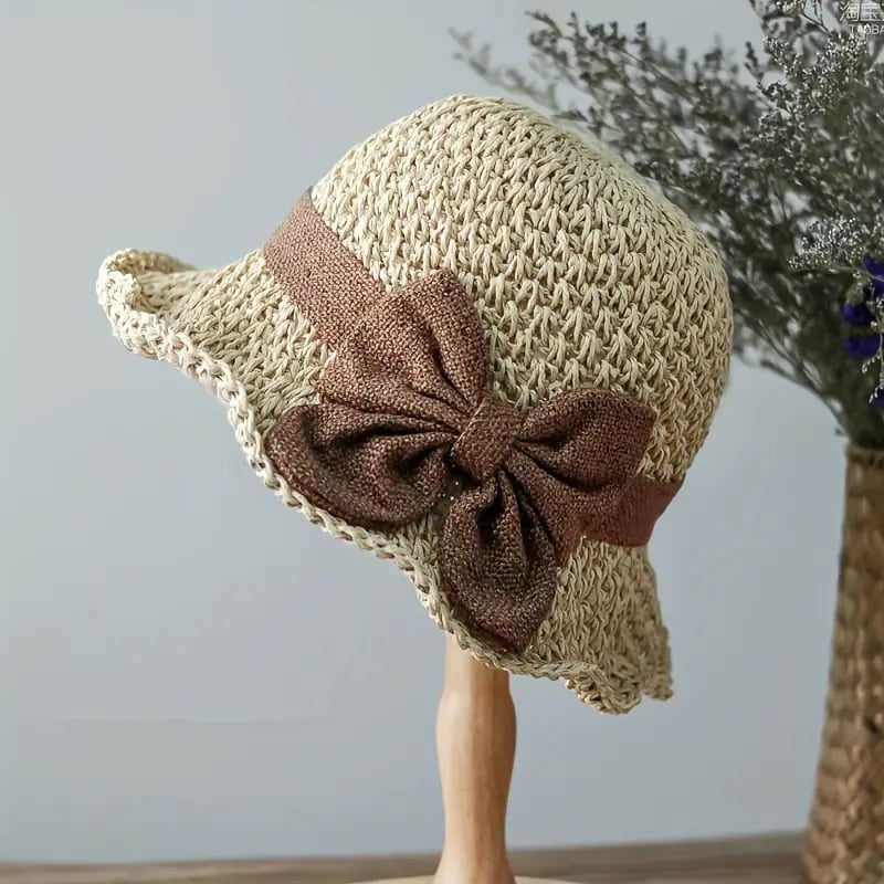 🎀🎀 50% POPUSTA 👒Retro slamnati šešir s mašnom – sklopivi i prozračan za ljeto