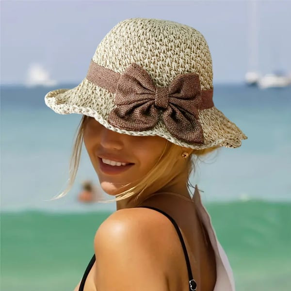 🎀🎀 50% POPUSTA 👒Retro slamnati šešir s mašnom – sklopivi i prozračan za ljeto