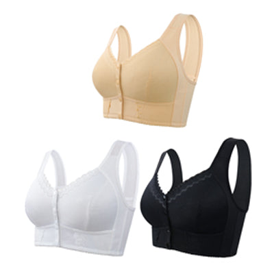 🎁Kupi 2, dobiješ 1 gratis!💕【3 komada】Veliki prozračni grudnjak od mekanog pamuka s prednjim gumbima